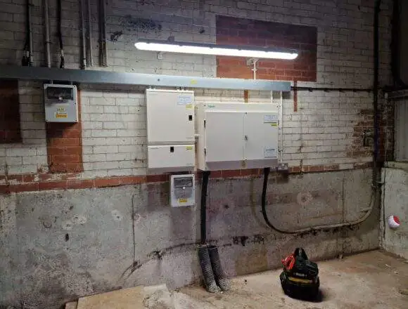 Low Voltage Mains Distribution Upgraded LV distribution by electrical contractors at a port following emergency generator installation
